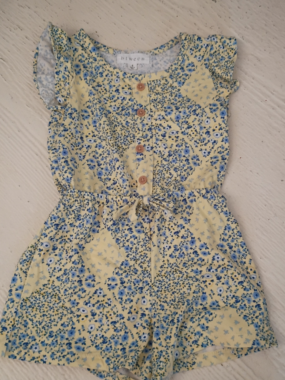 btween Yellow and Blue Floral Girls Romper